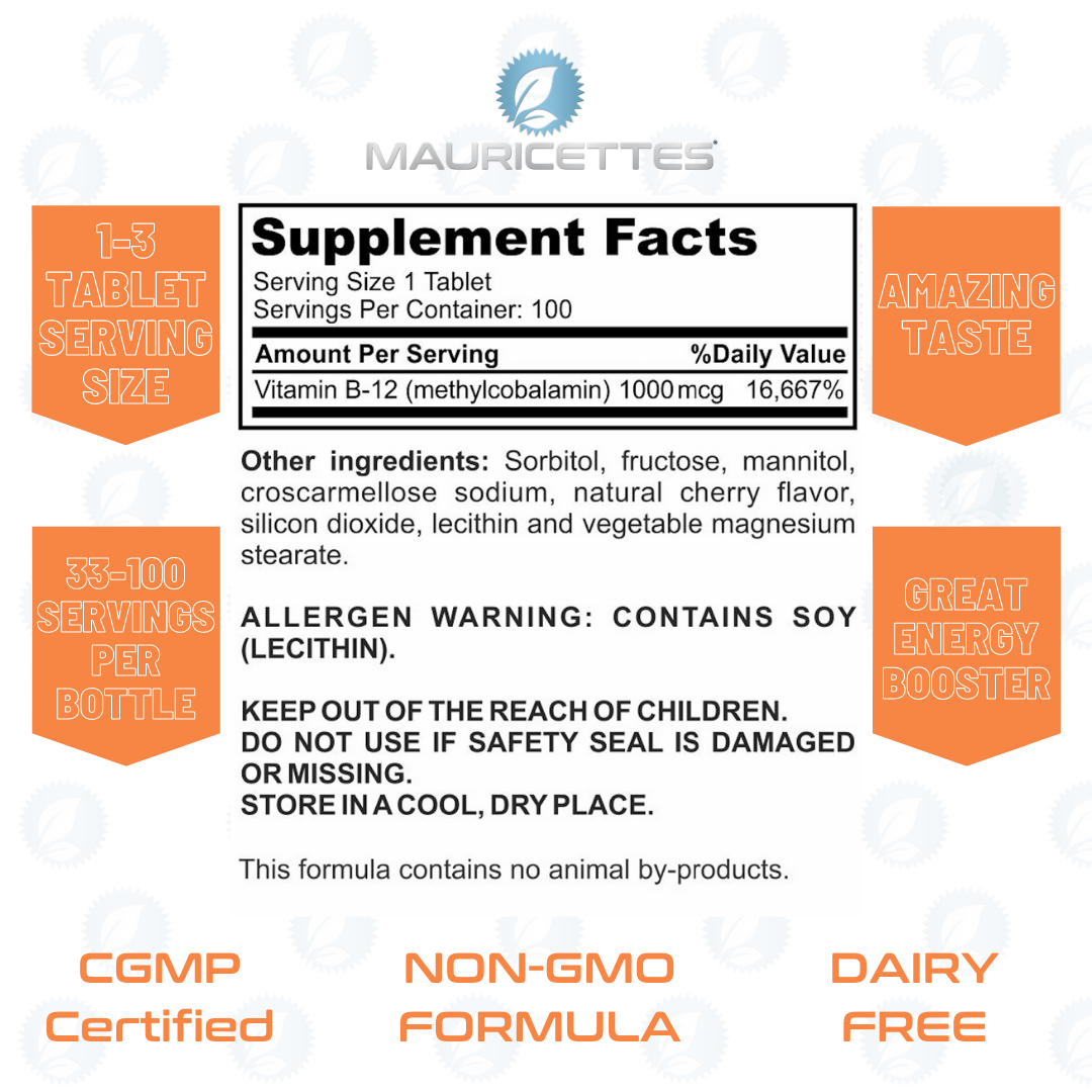 Mauricettes Chewable Vitamin B12 Ingredients